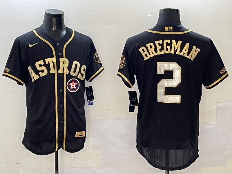 Men Houston Astros #2 Bregman Black Gold Elite 2025 Nike MLB Jersey style 7->houston astros->MLB Jersey